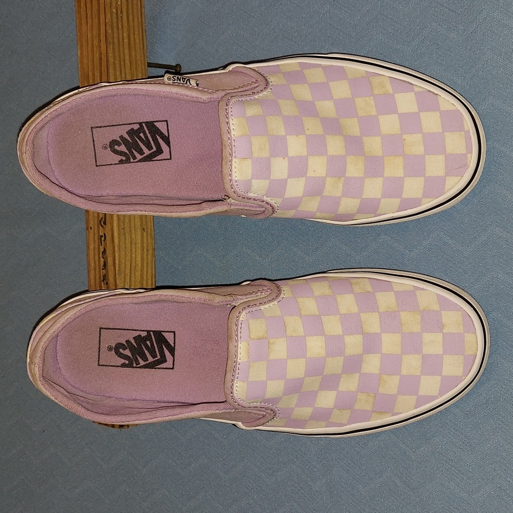 Vans low flat White And Lavander Sneakers Athletic Shoes Size 9 Women. - Picture 2 of 8